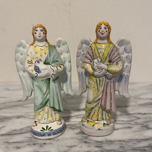 Pair of Hand-Painted Angel Figurines Russian